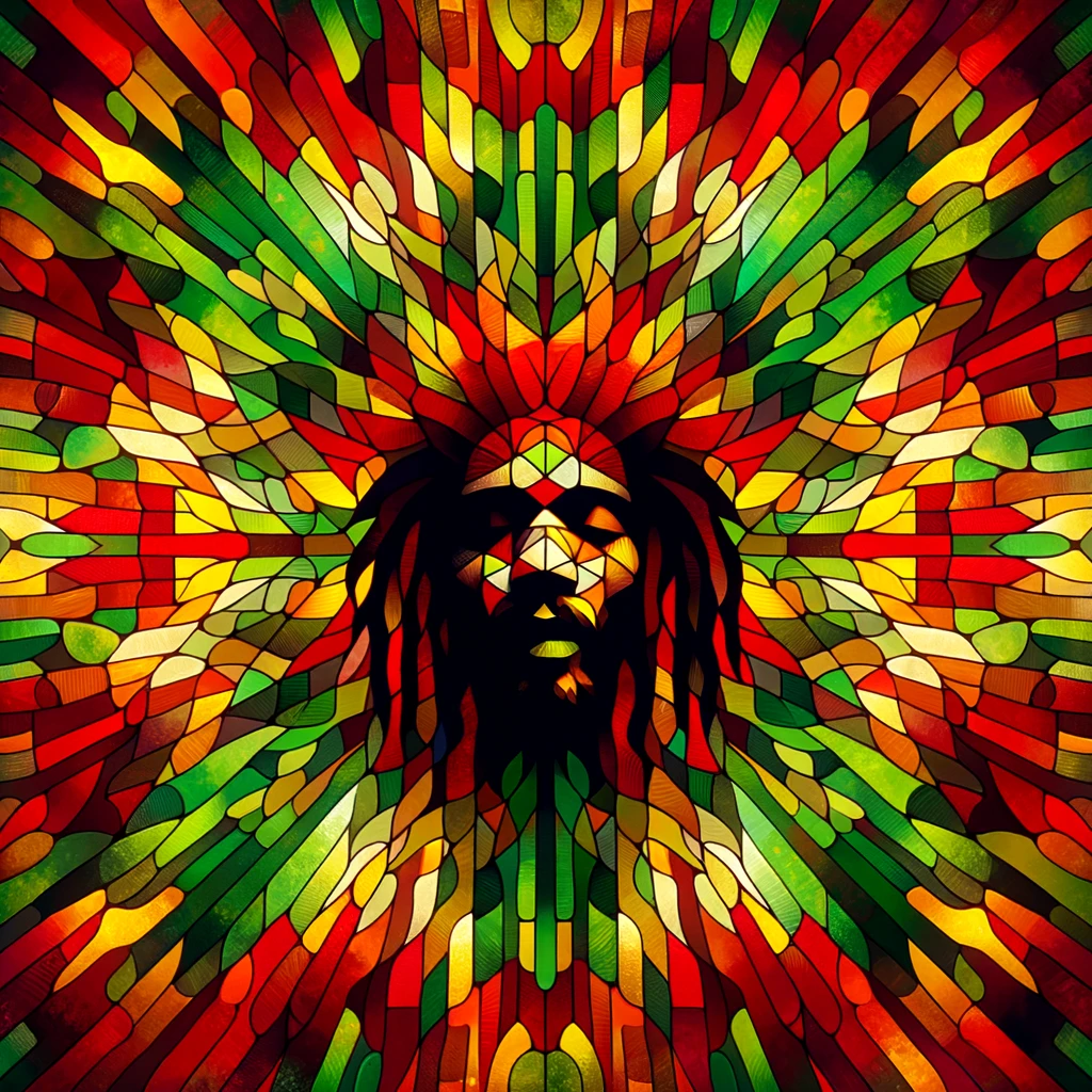 Rastafarian symbolism of red, gold, and green