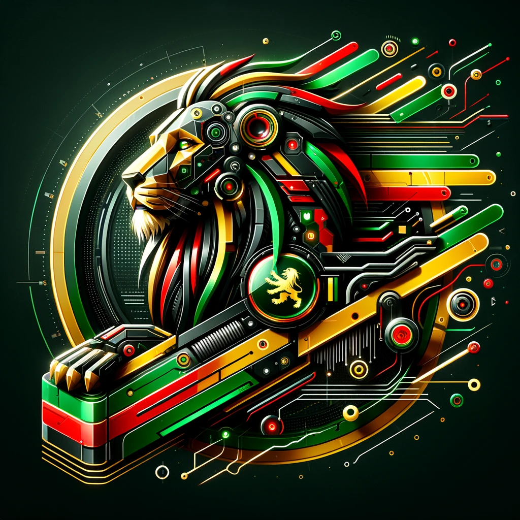 Lion of Judea capturing di spirit and vibes of Rastafari culture. It embodies strength, pride, and di joyful spirit of reggae music, set against a backdrop that connects to di earth and nature.