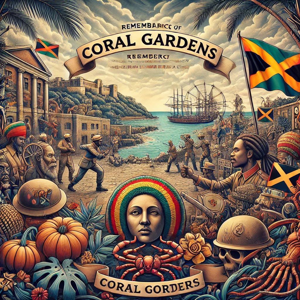 A remembrance of the Coral Gardens debacle, depicting the struggles and resilience of the Rastafarian community.